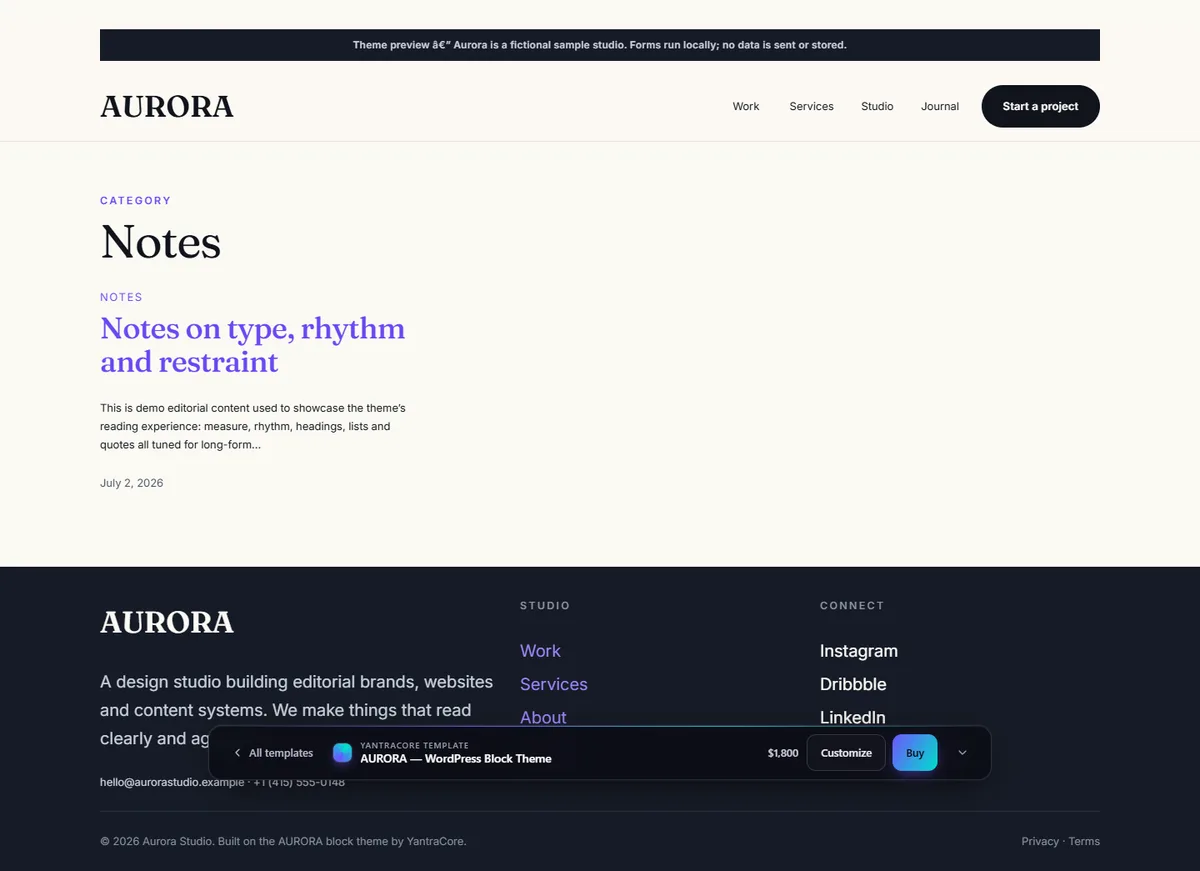 AURORA — WordPress Block Theme - screenshot 6