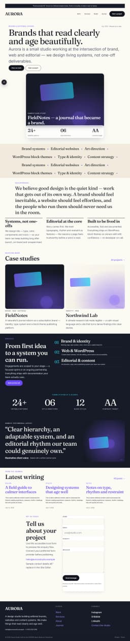 AURORA — WordPress Block Theme preview