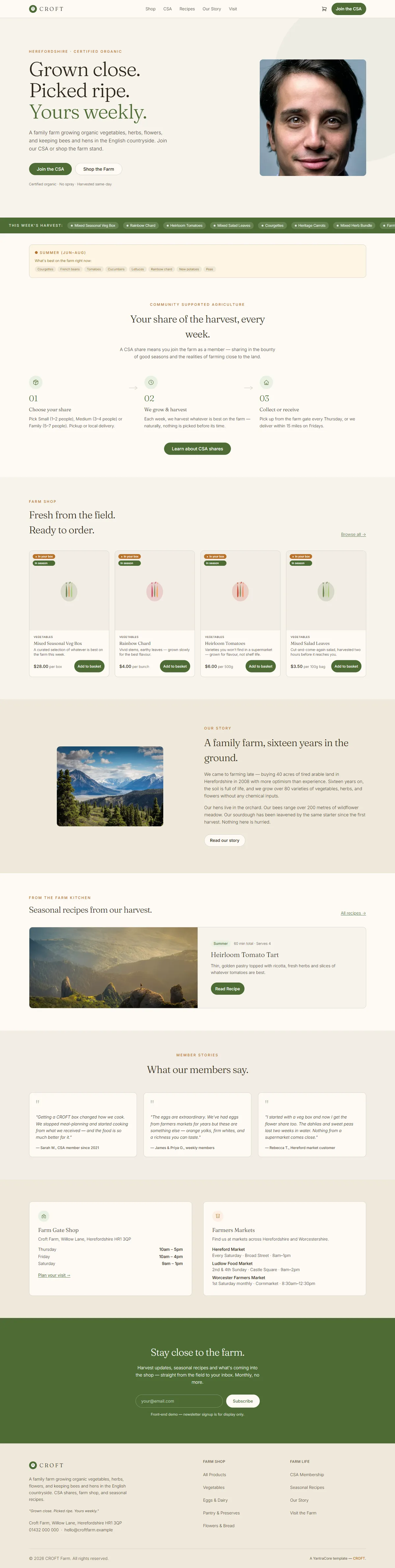 CROFT — Farm-to-Table & CSA Shop — screenshot