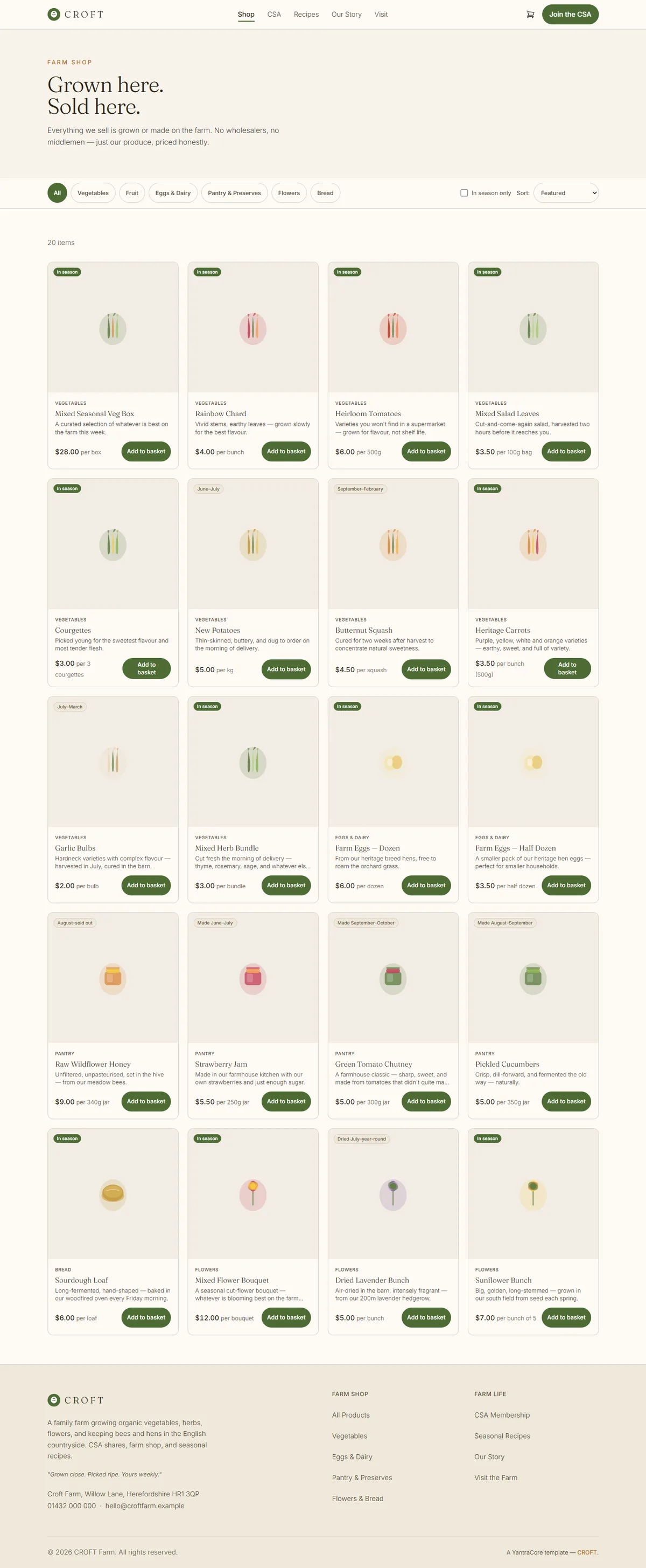 CROFT — Farm-to-Table & CSA Shop — screenshot 2
