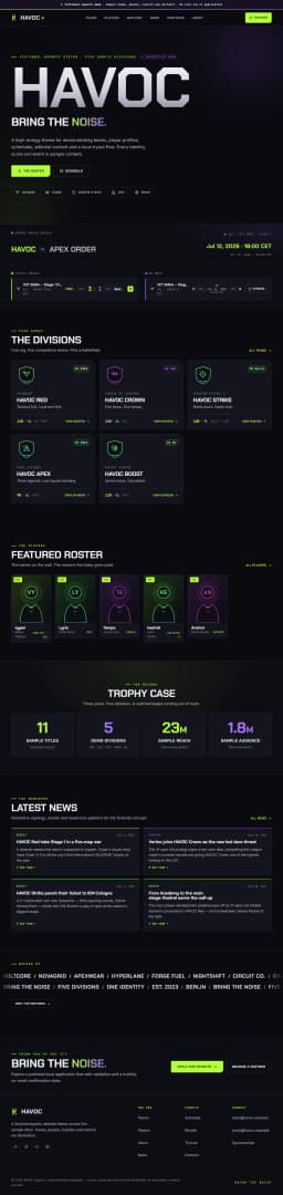 HAVOC — Fictional Esports Theme preview