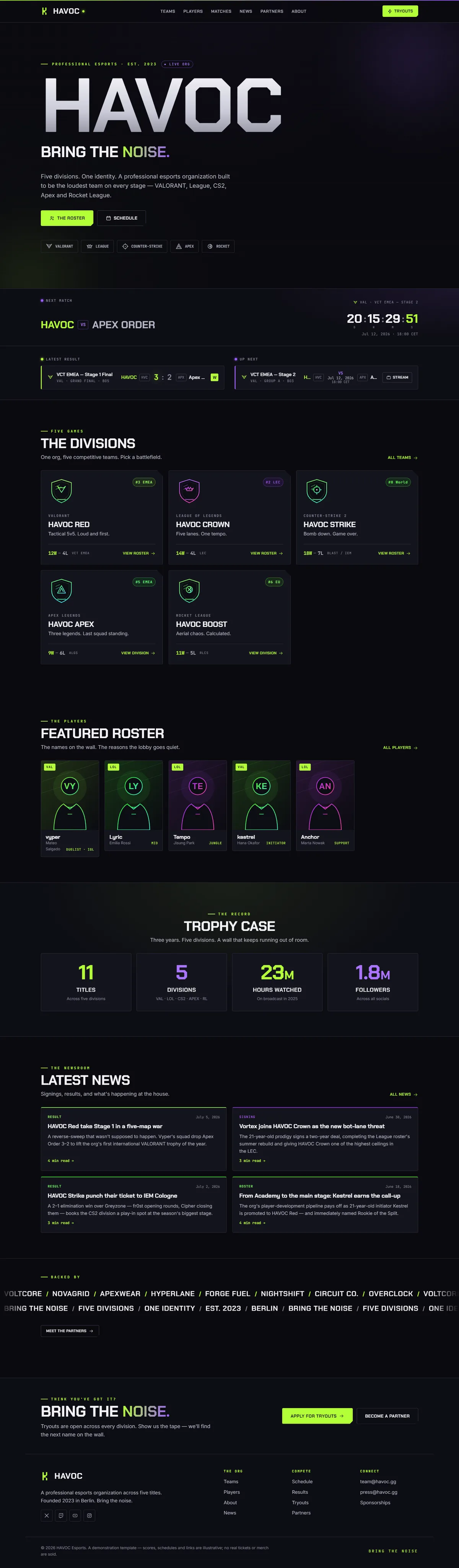 HAVOC — Esports Organization — screenshot