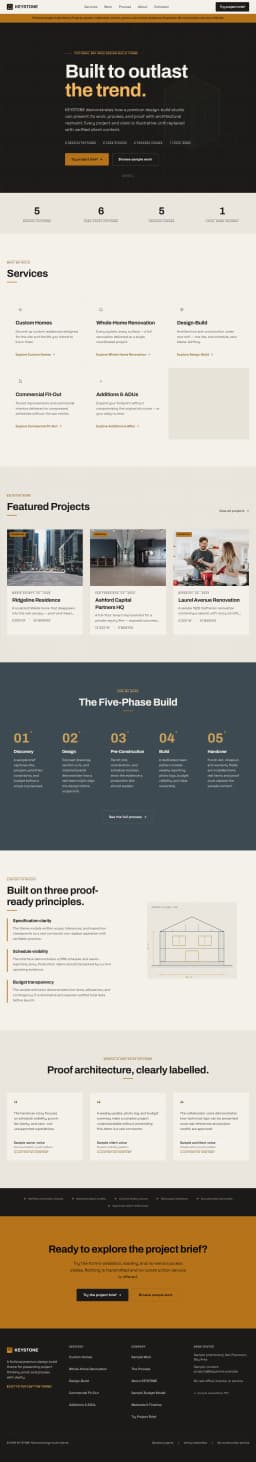 KEYSTONE — Fictional Design-Build Theme preview