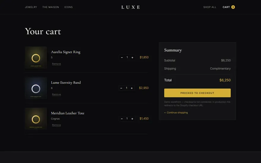 LUXE — Shopify Hydrogen Storefront - screenshot 4