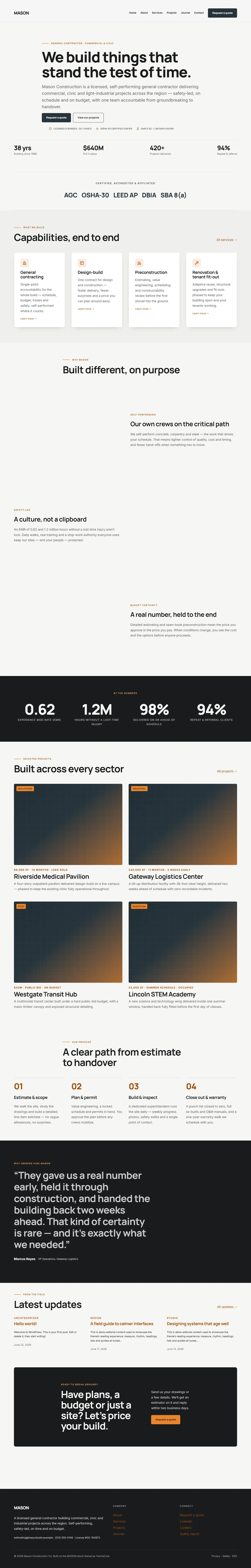 MASON — WordPress Construction Theme — screenshot