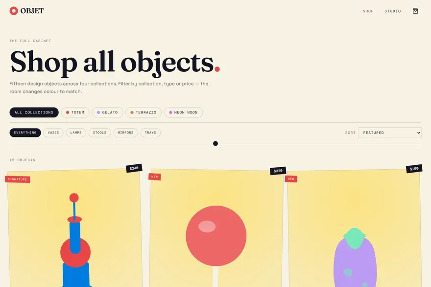 OBJET — Postmodern Design Objects — screenshot 2