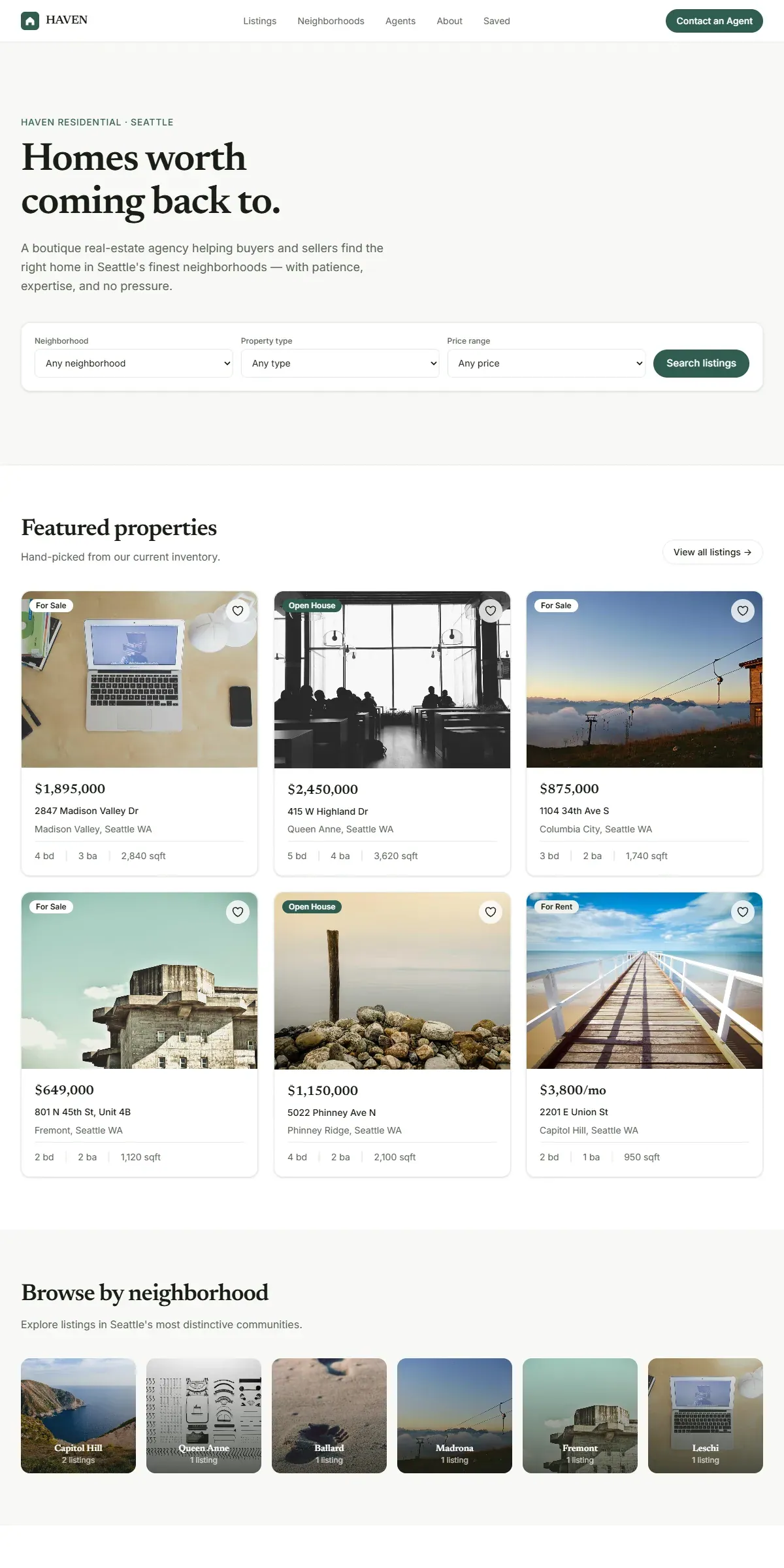 HAVEN — Real Estate Agency - screenshot