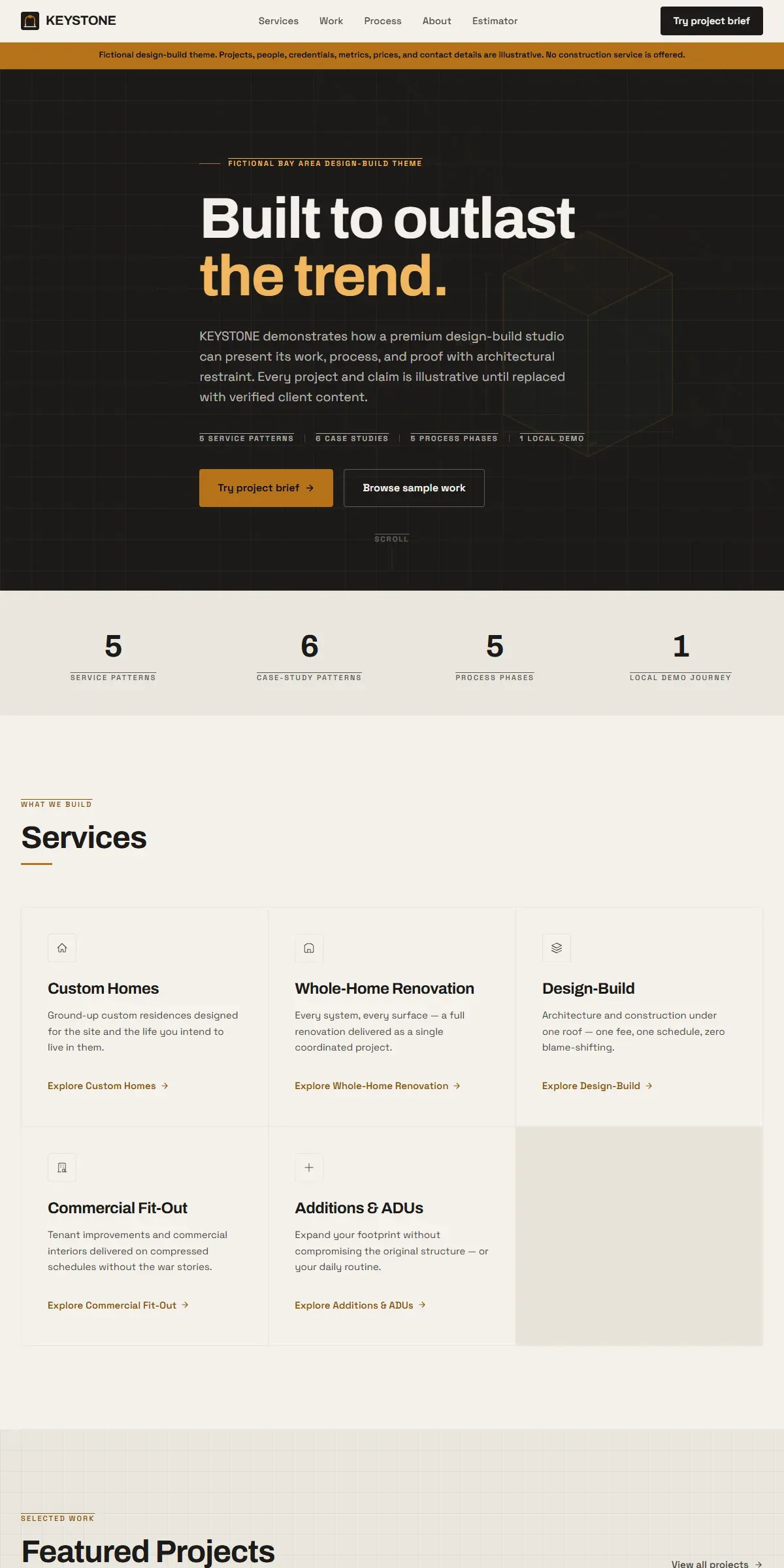 KEYSTONE — Fictional Design-Build Theme - screenshot