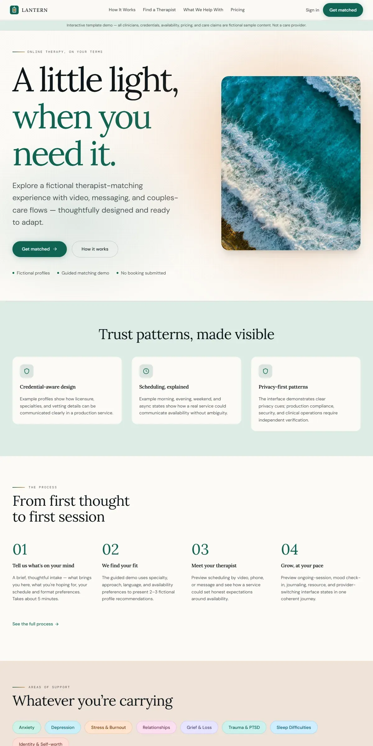 LANTERN — Telehealth & Therapy Platform - screenshot