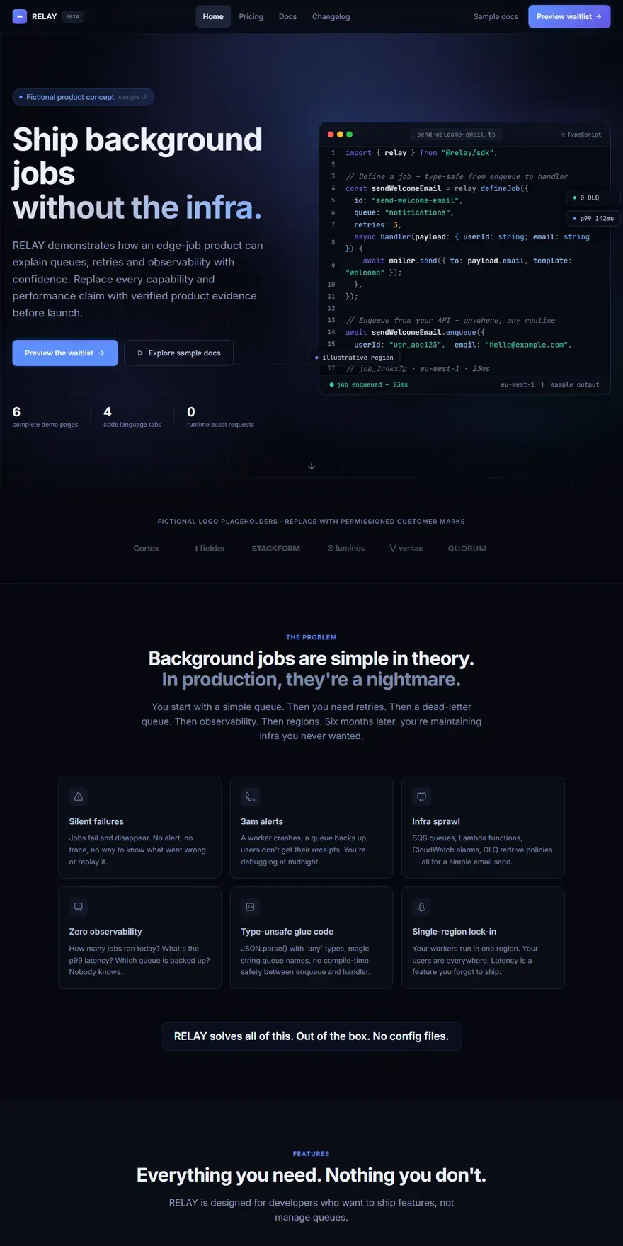 RELAY — Developer-Tool Landing - screenshot
