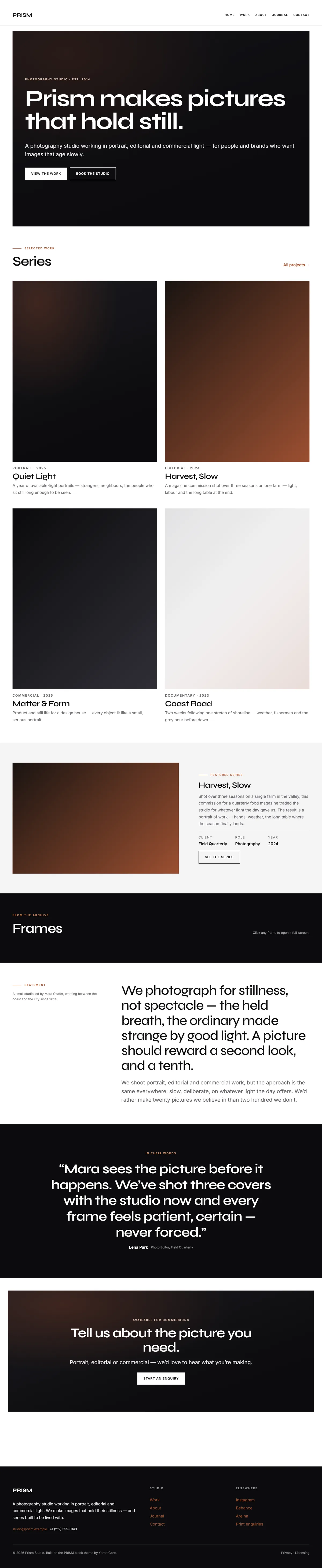 PRISM — WordPress Photography Theme — screenshot