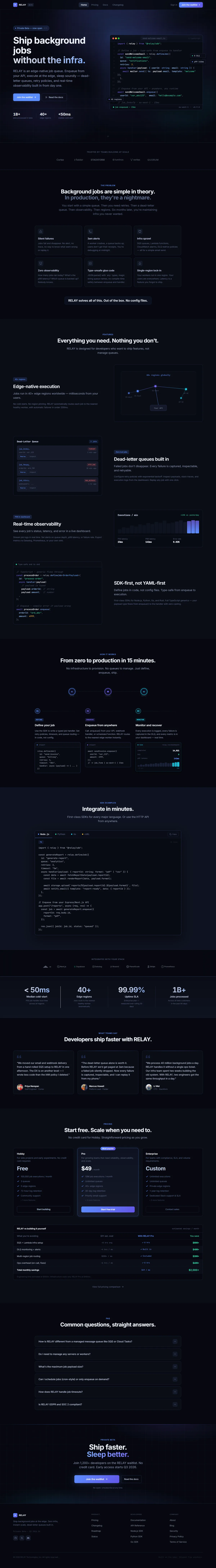 RELAY — Developer-Tool Landing — screenshot