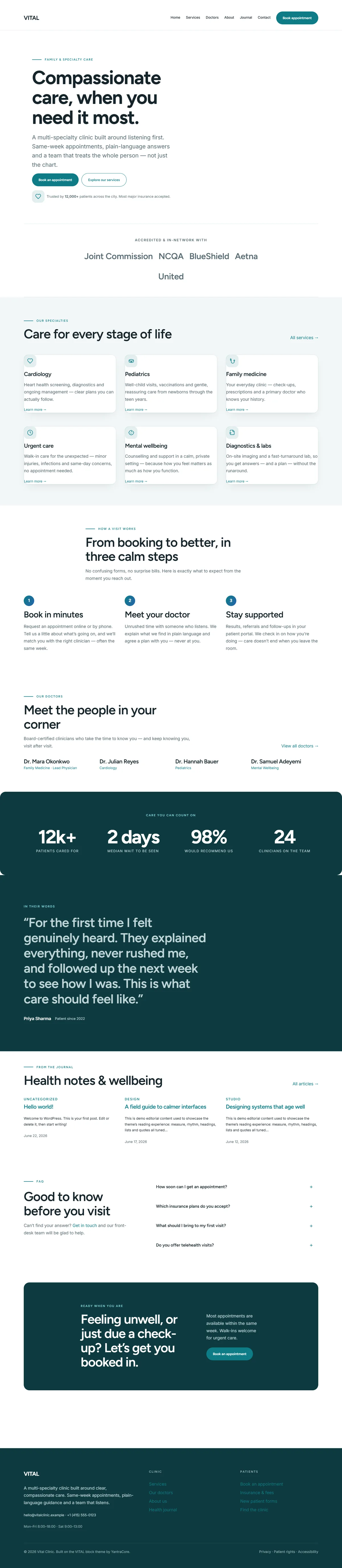 VITAL — WordPress Clinic Theme — screenshot