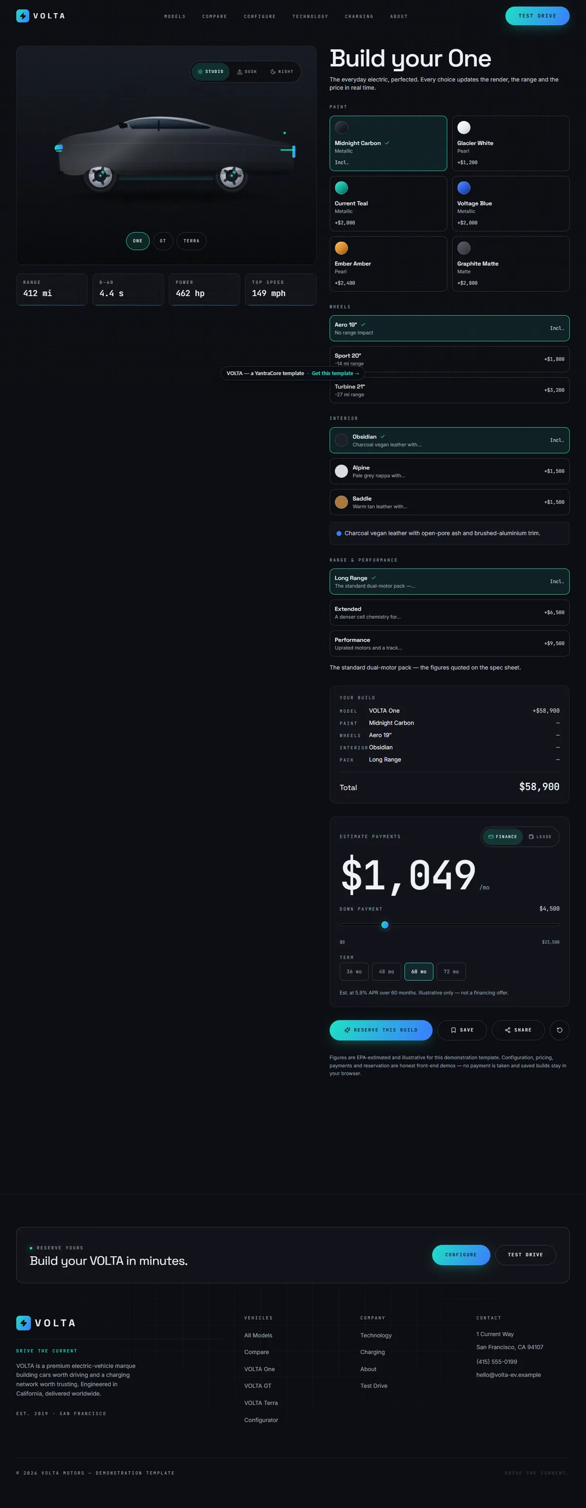 VOLTA — Electric Vehicle & Configurator — screenshot 2