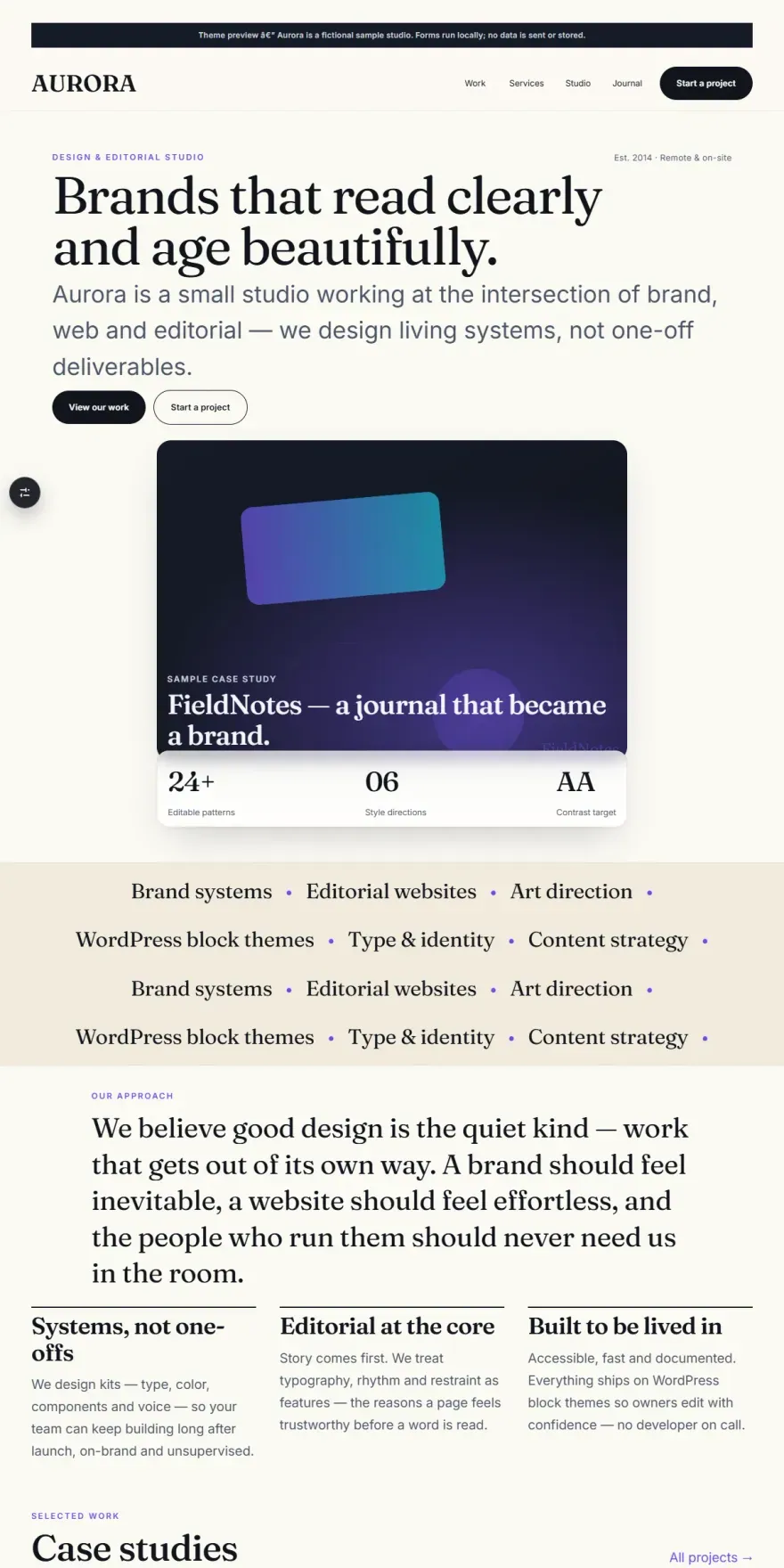 AURORA — WordPress Block Theme - screenshot