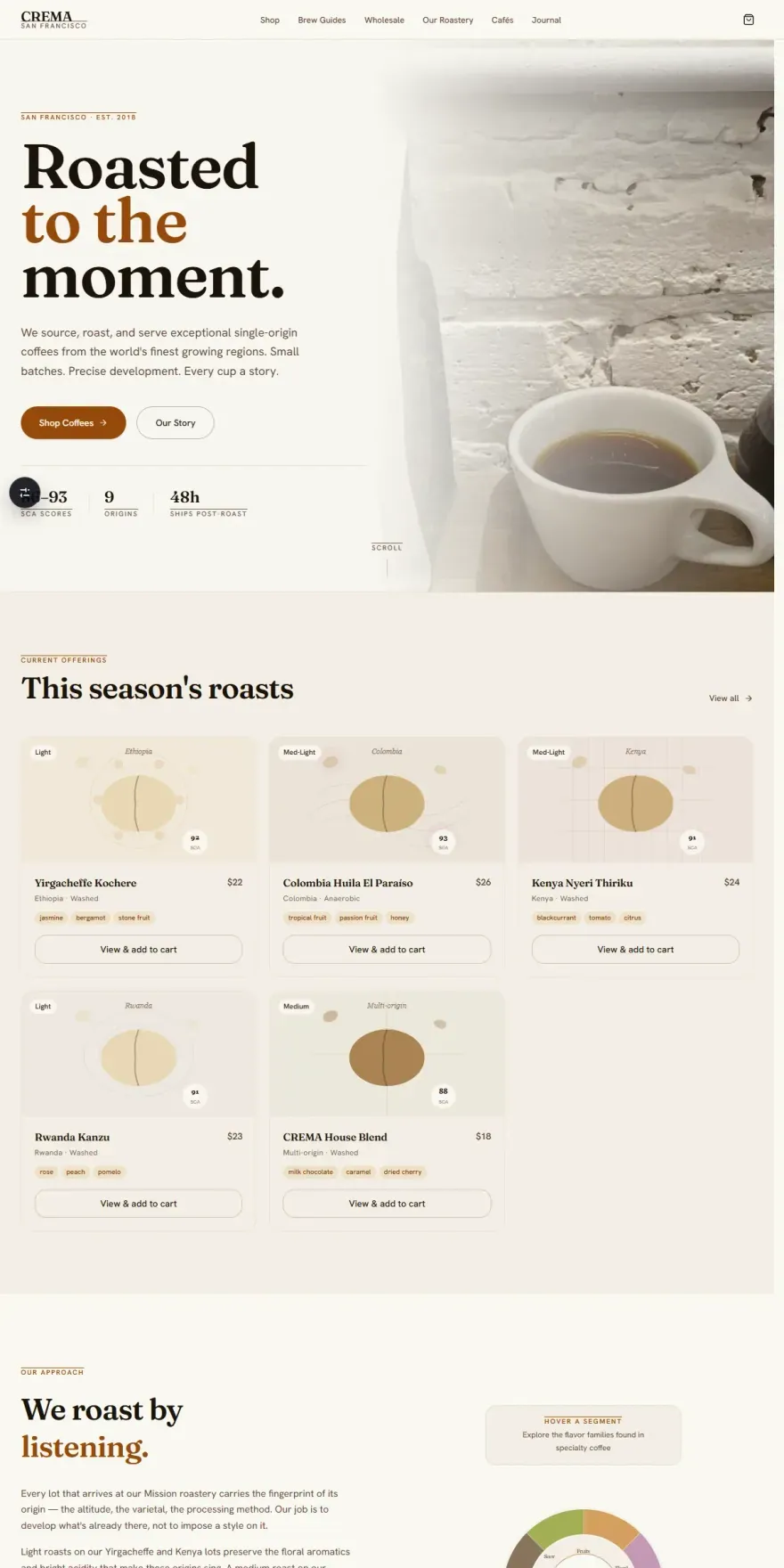 CREMA — Specialty Coffee Roaster & Café - screenshot