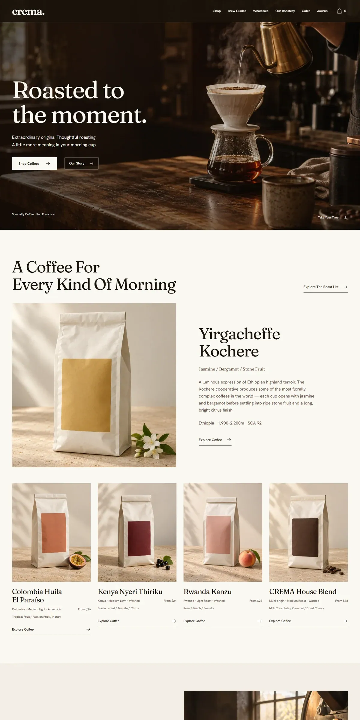 CREMA — Specialty Coffee Roaster & Café - screenshot