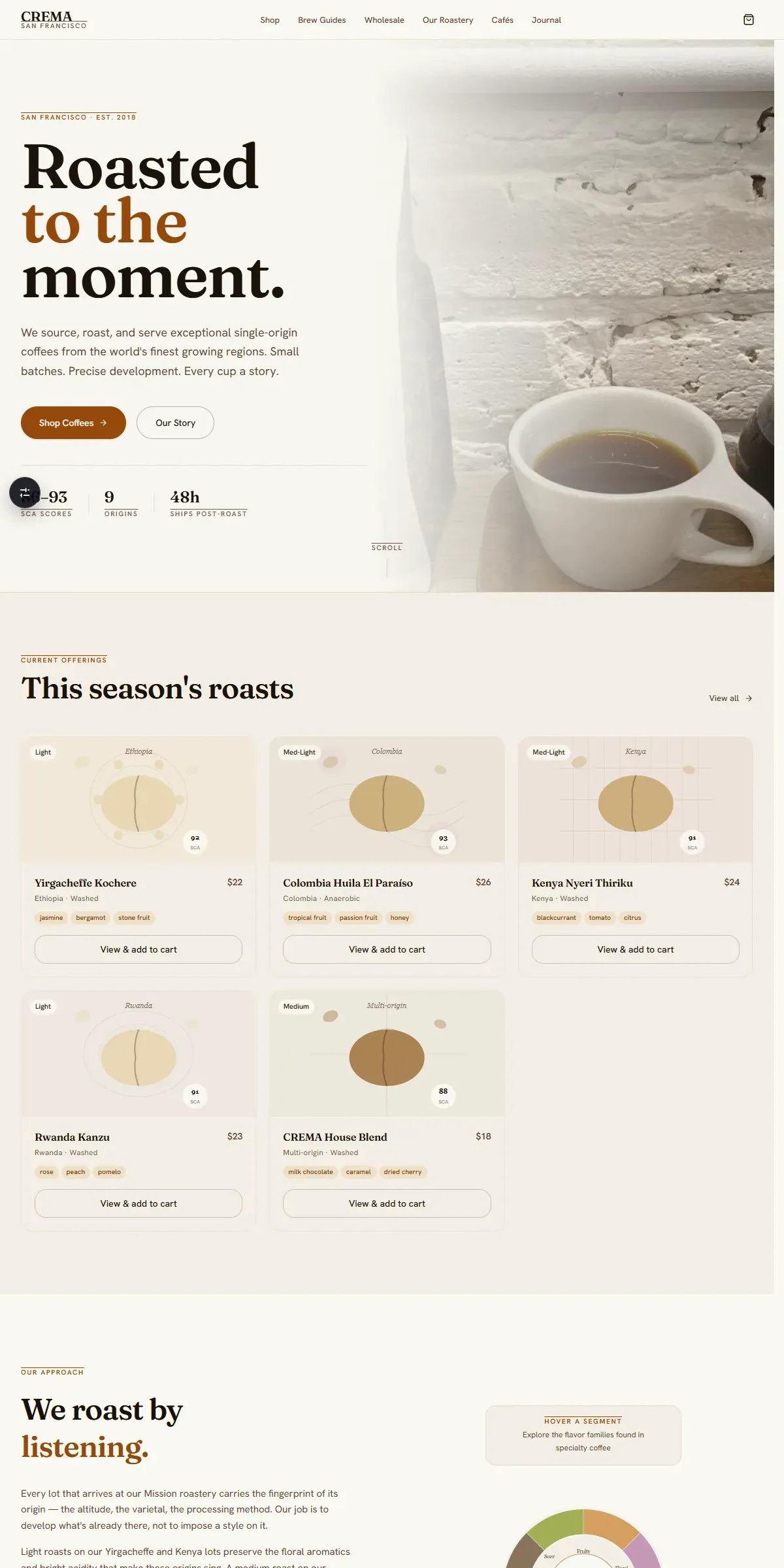 CREMA — Specialty Coffee Roaster & Café - screenshot