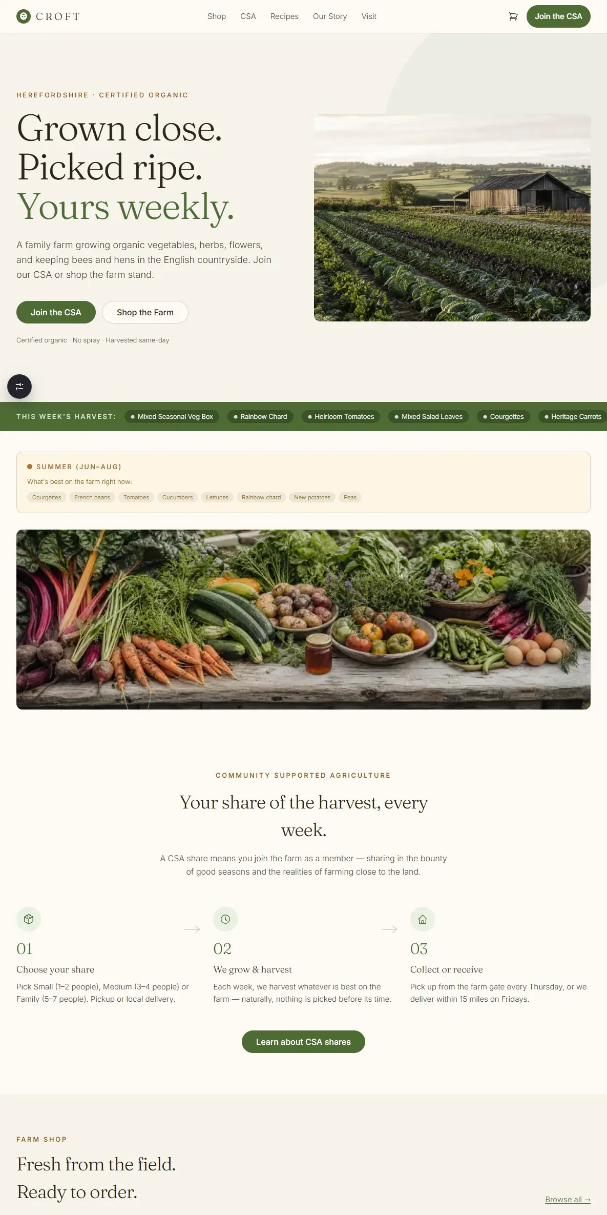 CROFT — Farm-to-Table & CSA Shop - screenshot