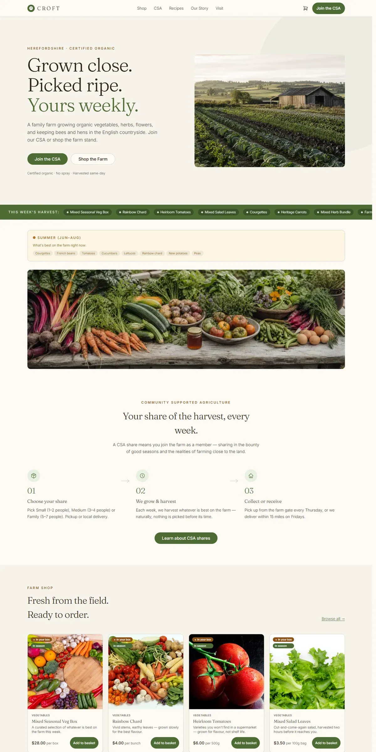CROFT — Farm-to-Table & CSA Shop - screenshot