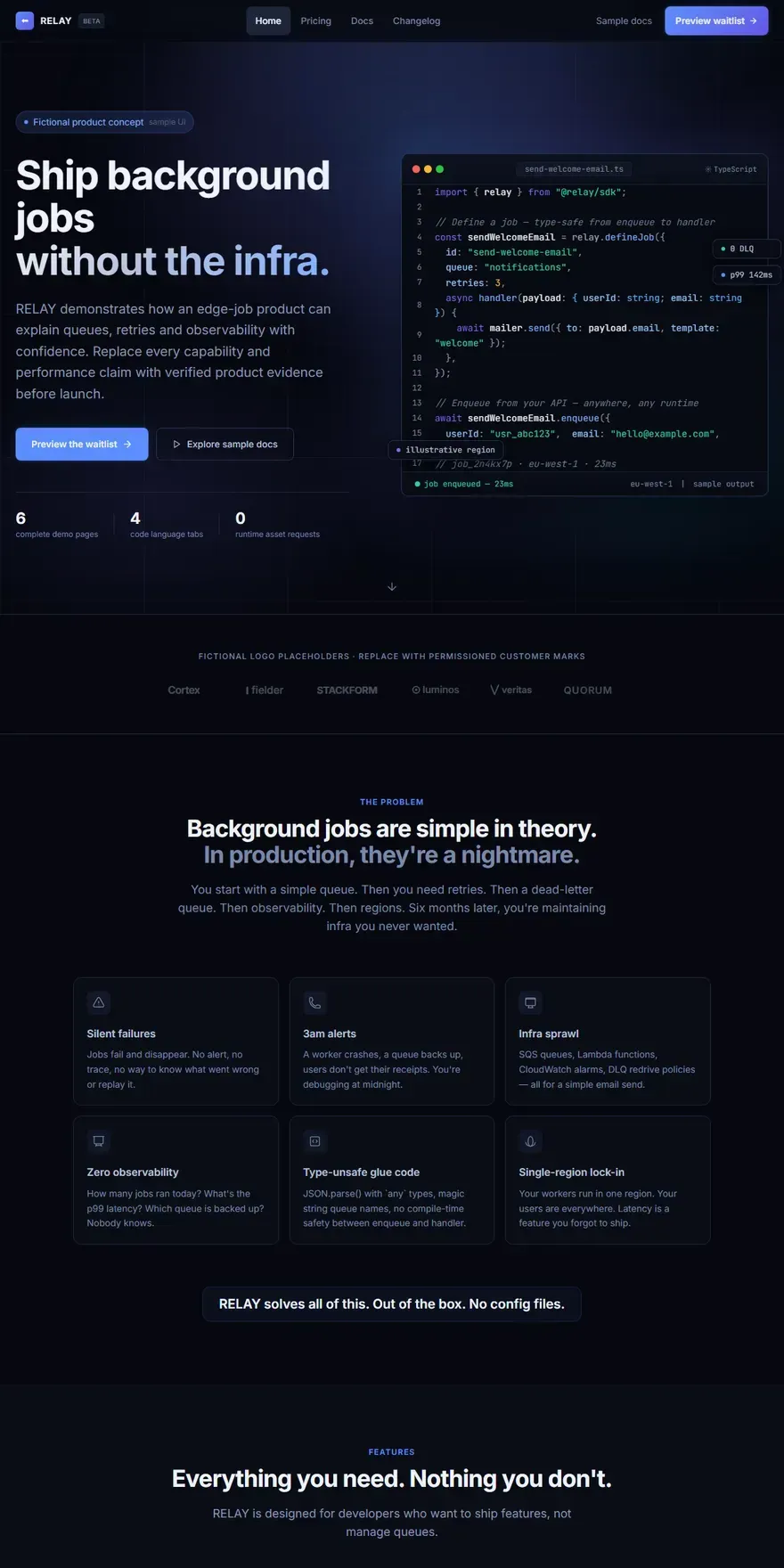 RELAY — Developer-Tool Landing - screenshot