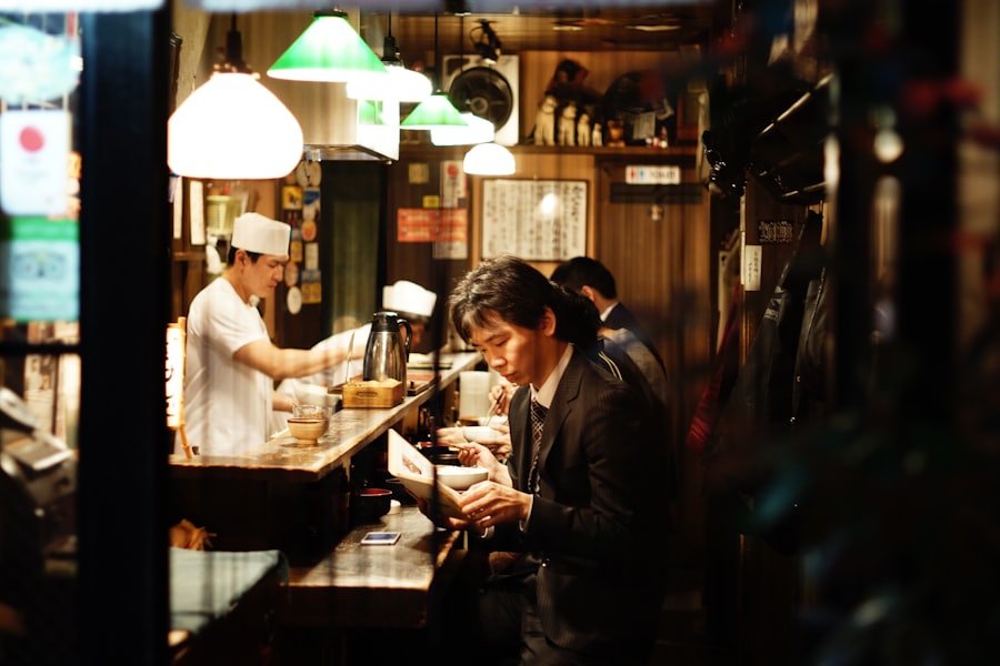 A diner reading a printed menu, the same content your site should show as real text