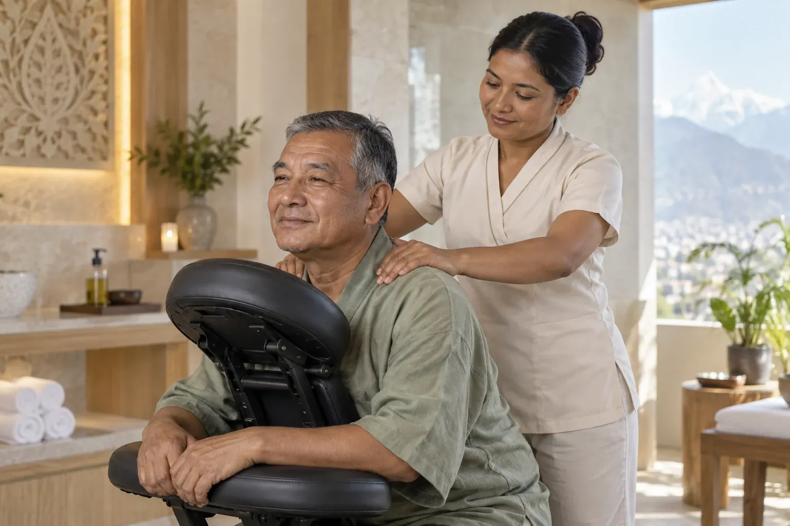 Guest receiving a professional back massage