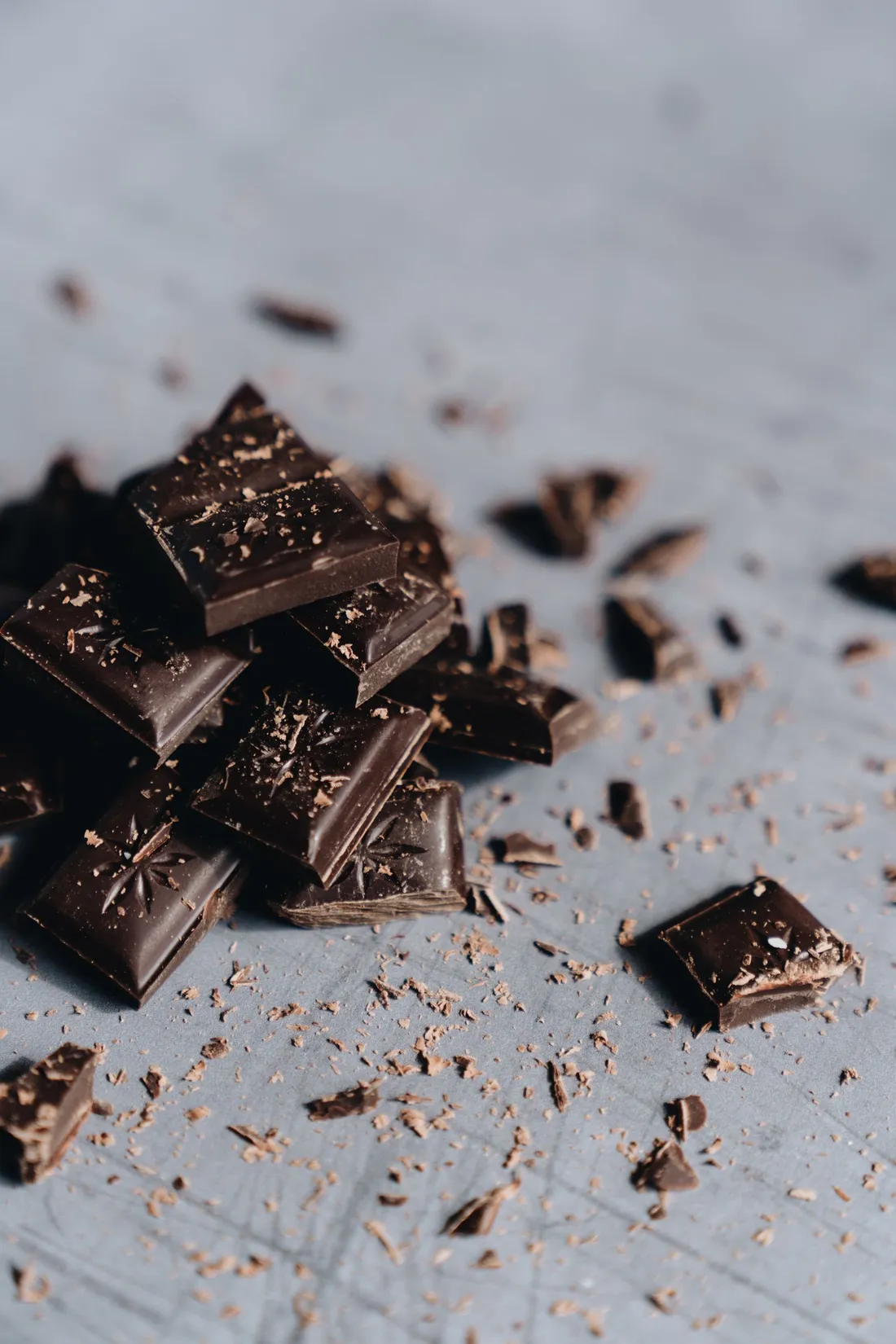 Close-up shot of dark chocolate bars