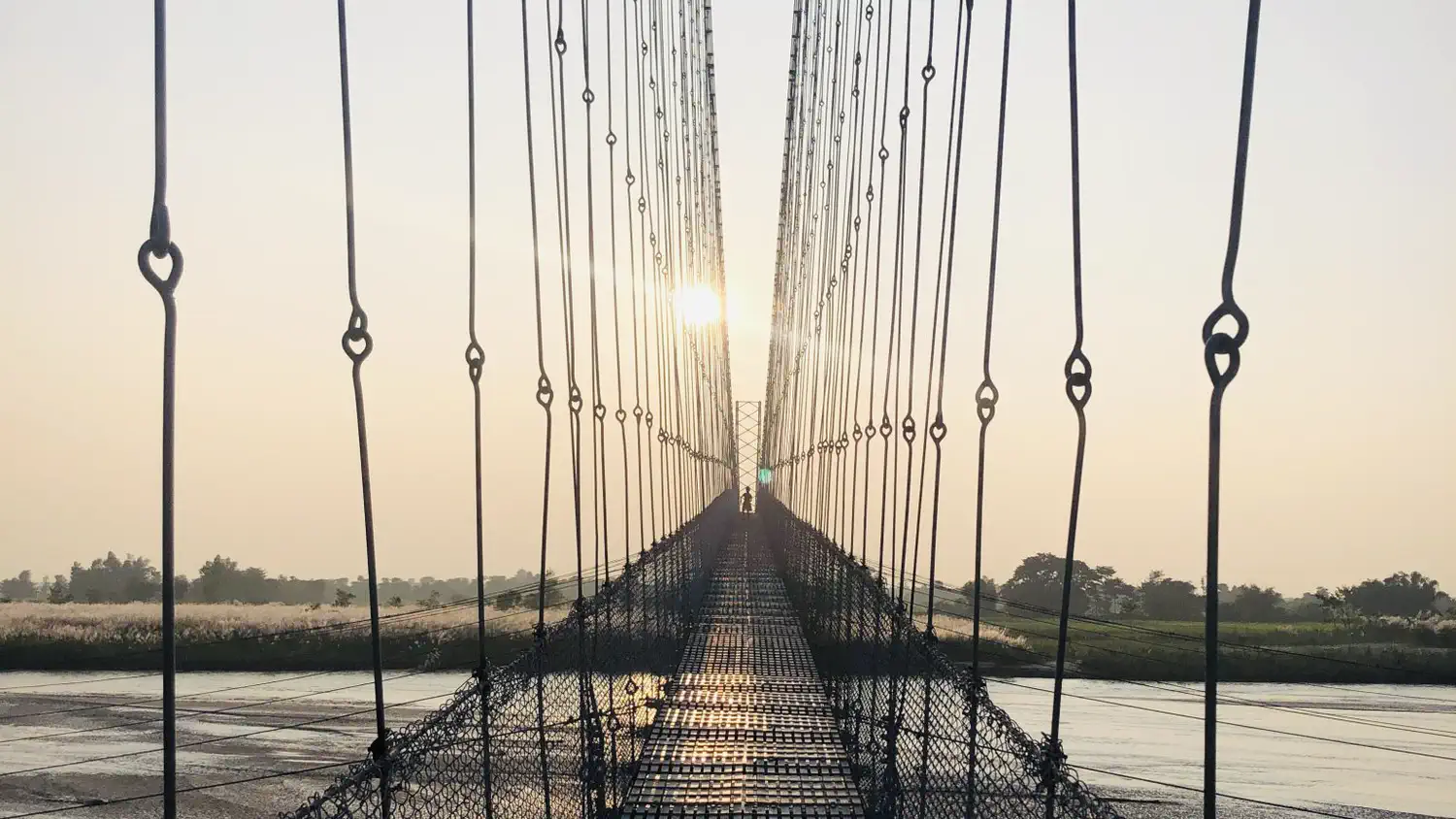 A suspension bridge on a Nepali trekking route