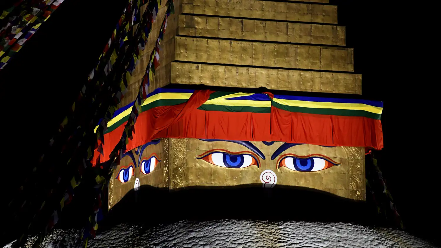 Boudhanath stupa in Kathmandu at night