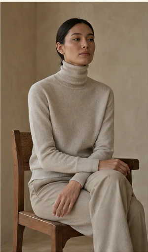 Illustrative stone merino roll-neck