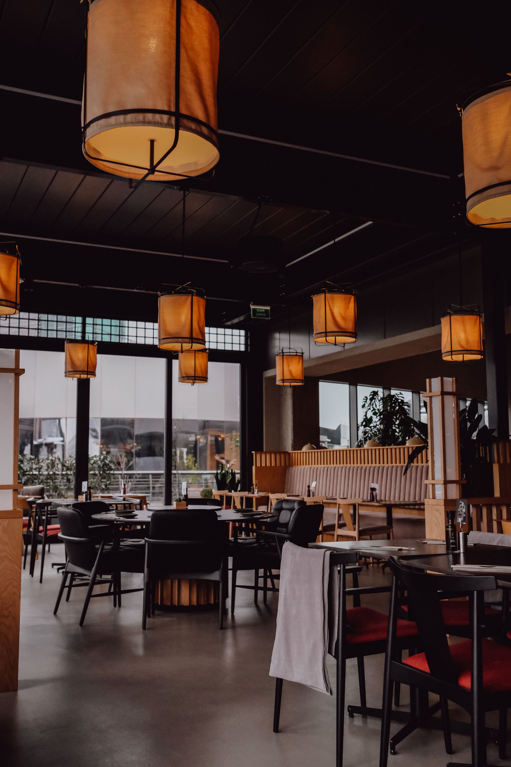 Warm restaurant interior arranged for evening service