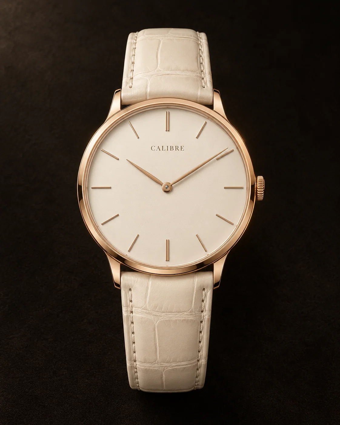 Ultra-Thin, Crème Soyeuse: front view with cream alligator leather