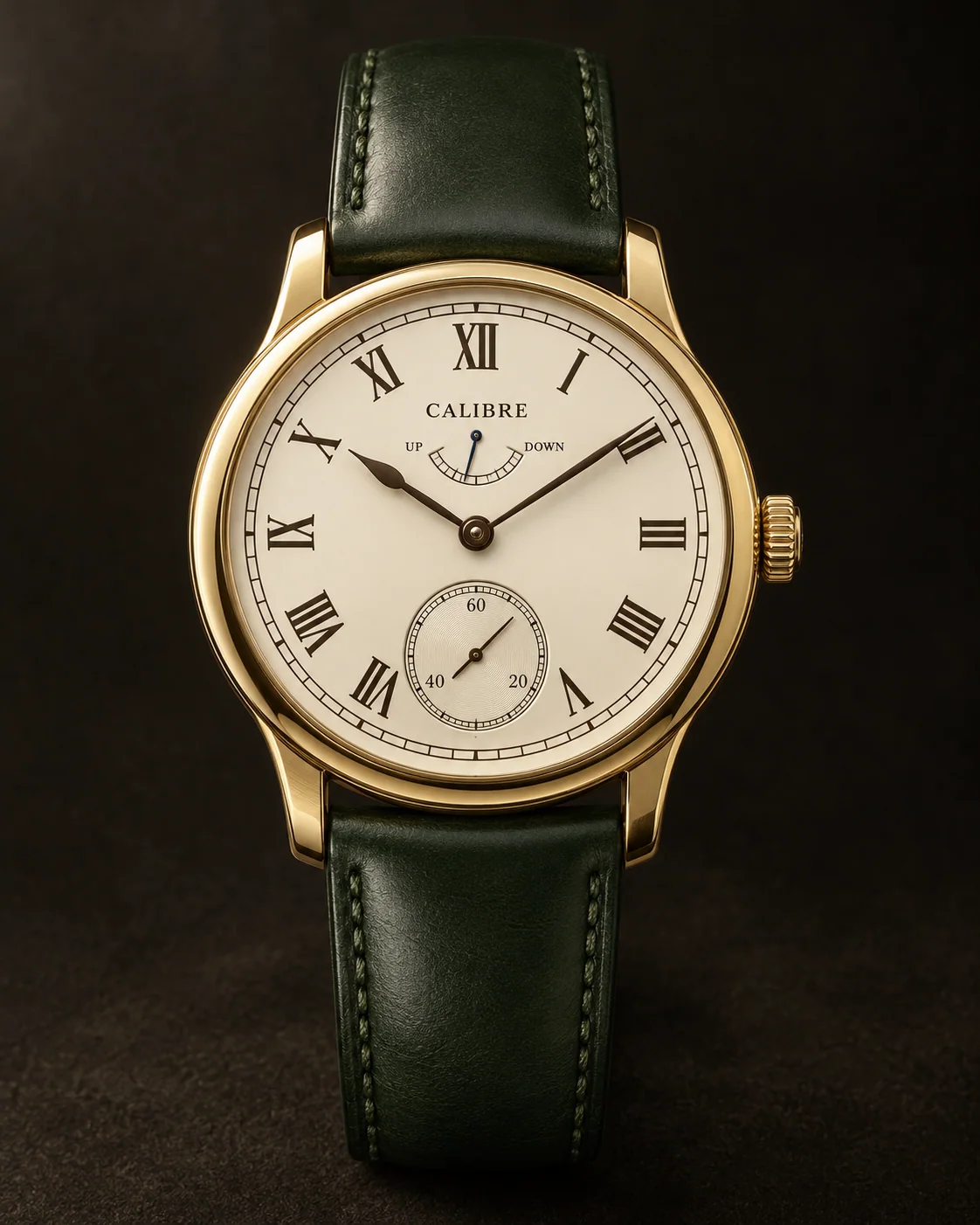 Heritage Deck, Ivoire Pont de Croisière: front view with forest green cordovan leather
