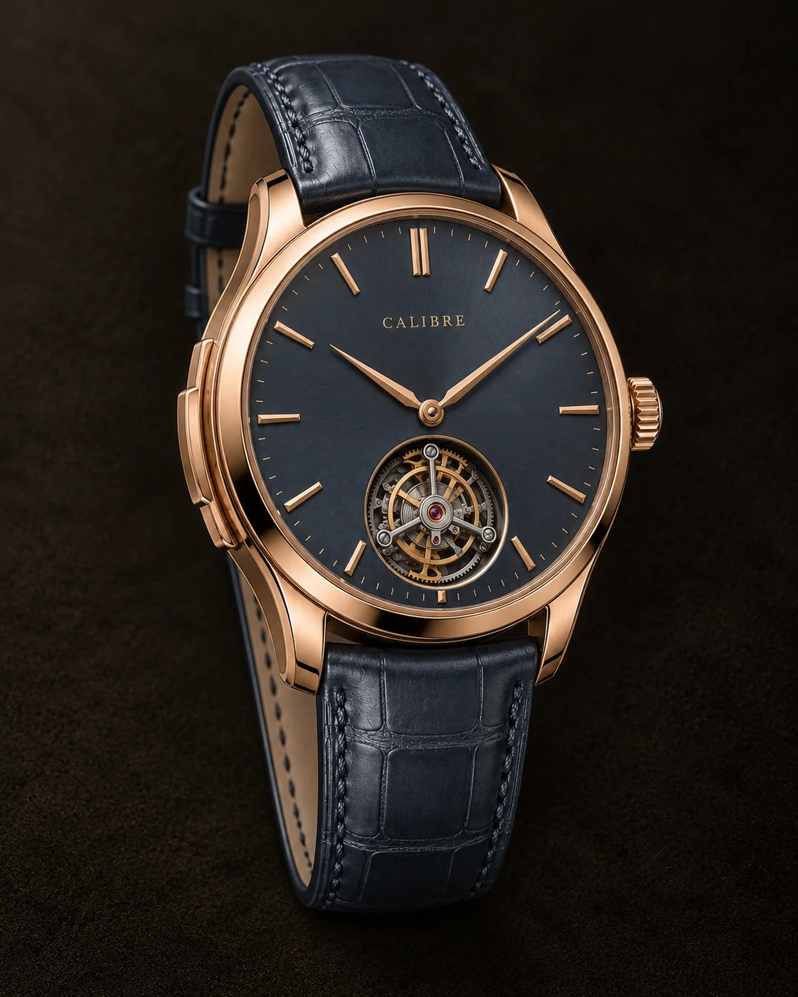 Minute Repeater Tourbillon, Ardoise Acoustique: oblique view with slate alligator leather