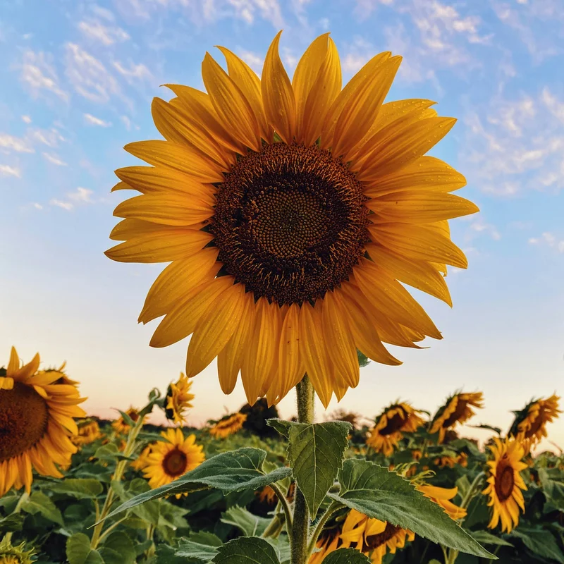Bright golden freshly cut sunflowers in a rustic bunch