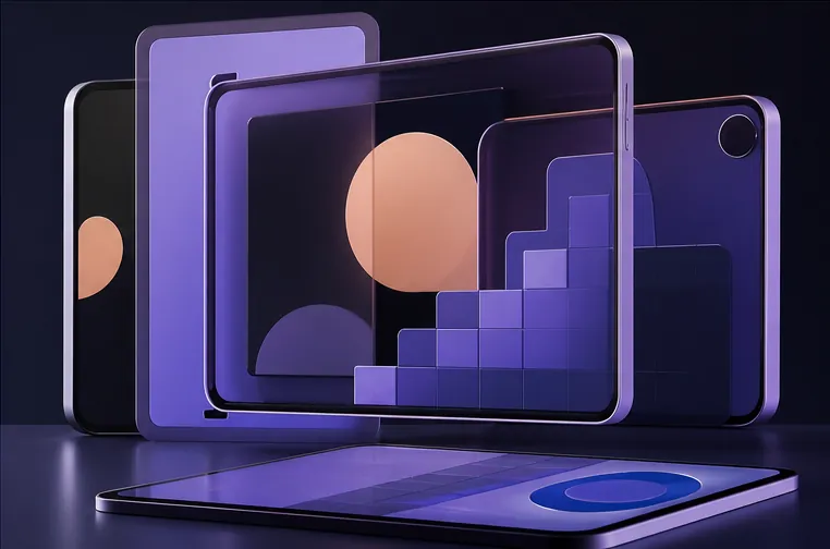 Fictional Pace digital-product interface system in lilac and midnight