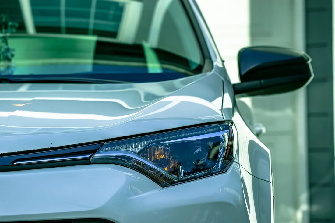 Close-up photography of a car headlight
