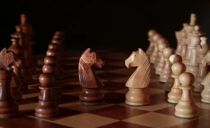 Close up of chess pieces