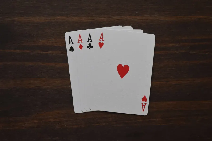 A set of playing cards on a table