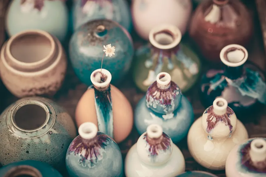 Colourful handmade ceramic vases