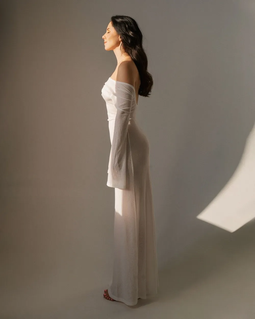 Chalk Column Dress — Straight cut, full length