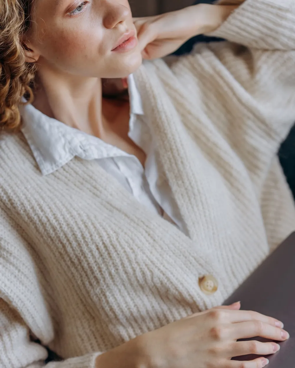Collar Layer Knit — Knit with poplin collar