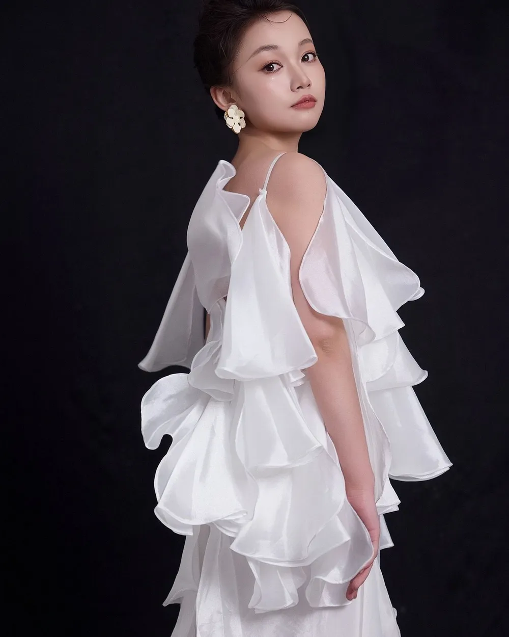 Tiered Organza Dress — Three tiers, raw edge