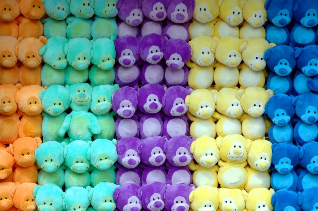 A pile of soft plush toys