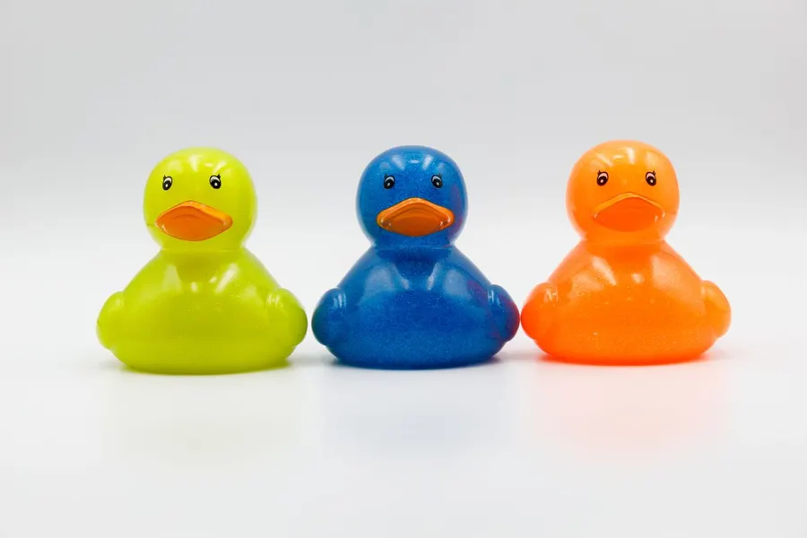Colourful rubber ducks for bath time