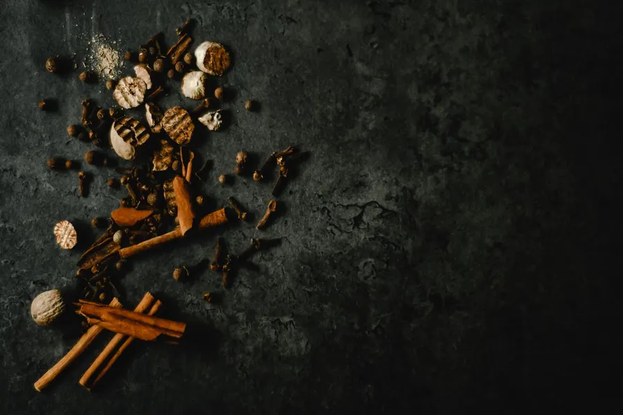 Whole spices on a dark background