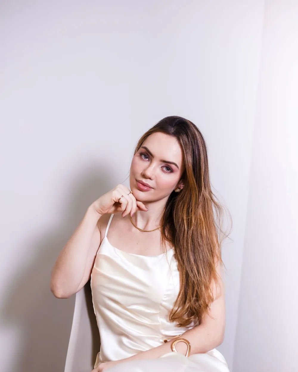 Chalk Slip Dress — Matte silk, square neck
