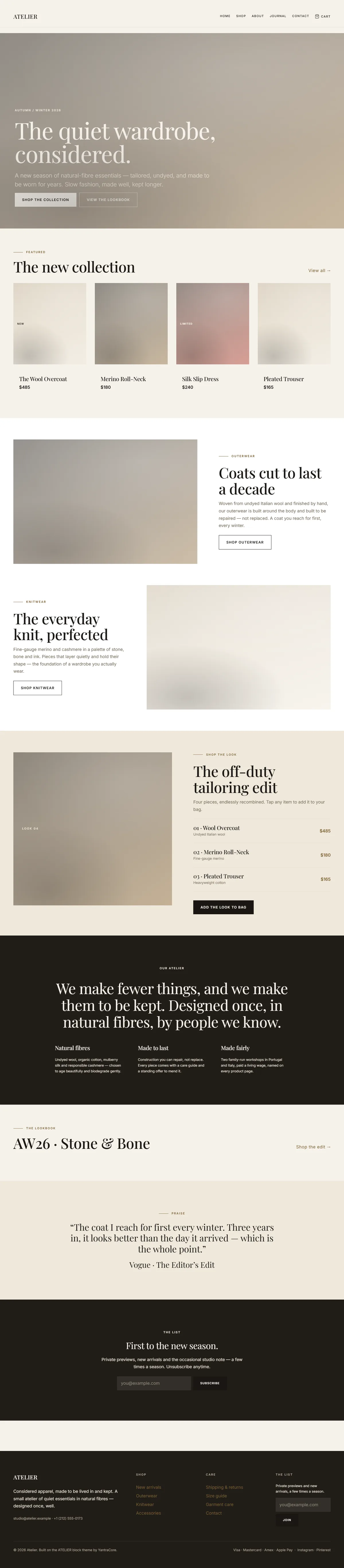 ATELIER — WooCommerce Fashion Theme screenshot 1