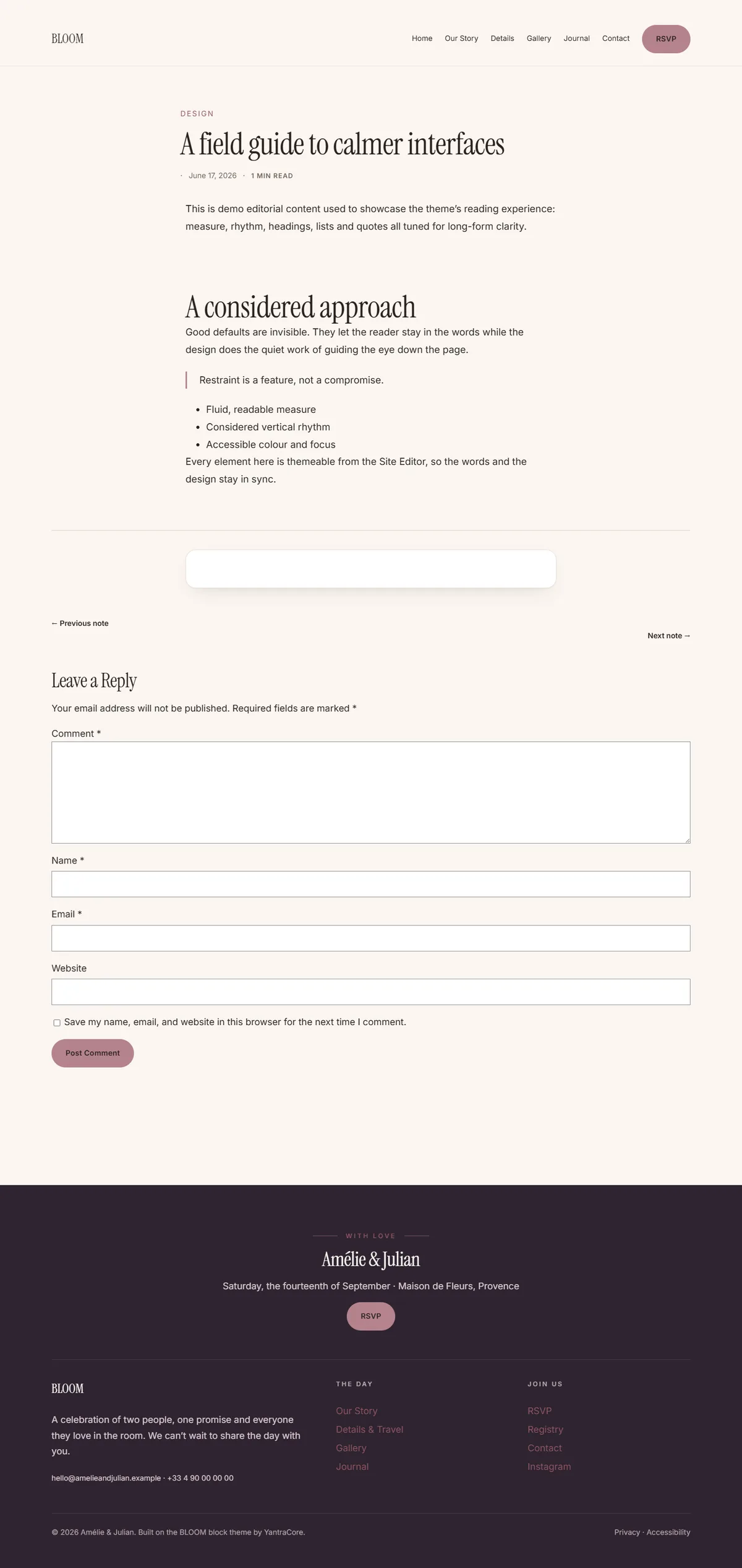 BLOOM — WordPress Wedding & Events Theme screenshot 2